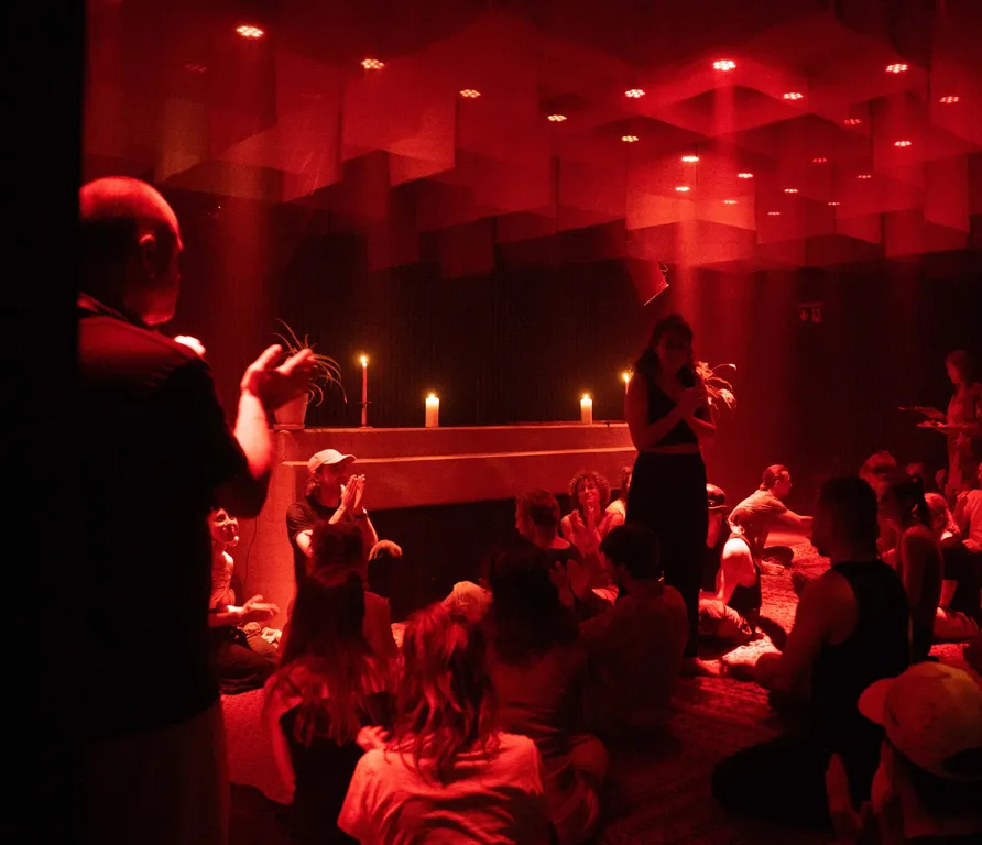 Dancers in red light